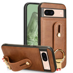 Custodia per telefono posteriore in pelle con cinturino, For Google Pixel 9 Pro, For Google Pixel 9, For Google Pixel 8a, For Google Pixel 8 Pro