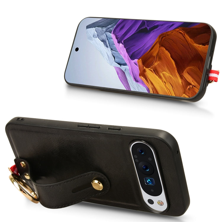 Custodia per telefono posteriore in pelle con cinturino, For Google Pixel 9 Pro, For Google Pixel 9, For Google Pixel 8a, For Google Pixel 8 Pro