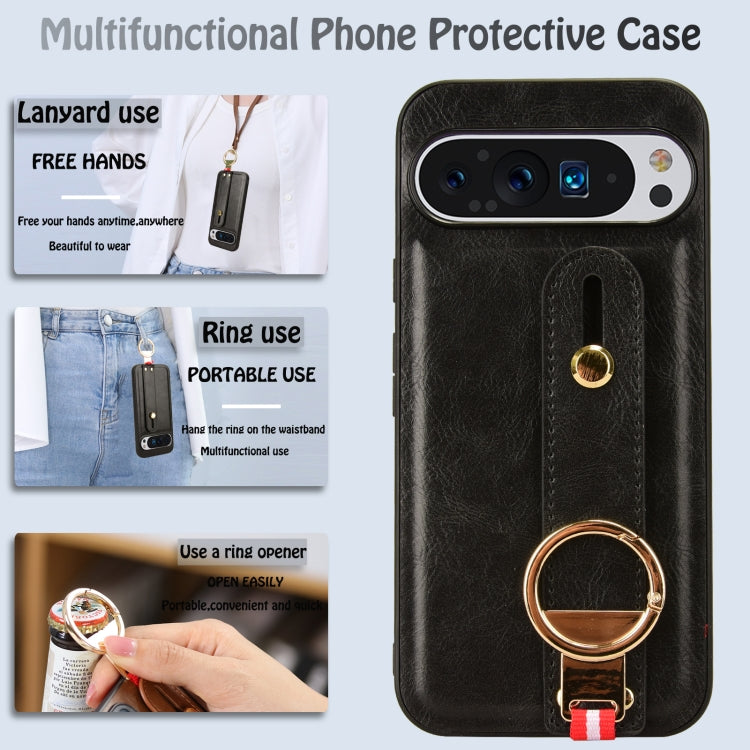 Custodia per telefono posteriore in pelle con cinturino, For Google Pixel 9 Pro, For Google Pixel 9, For Google Pixel 8a, For Google Pixel 8 Pro