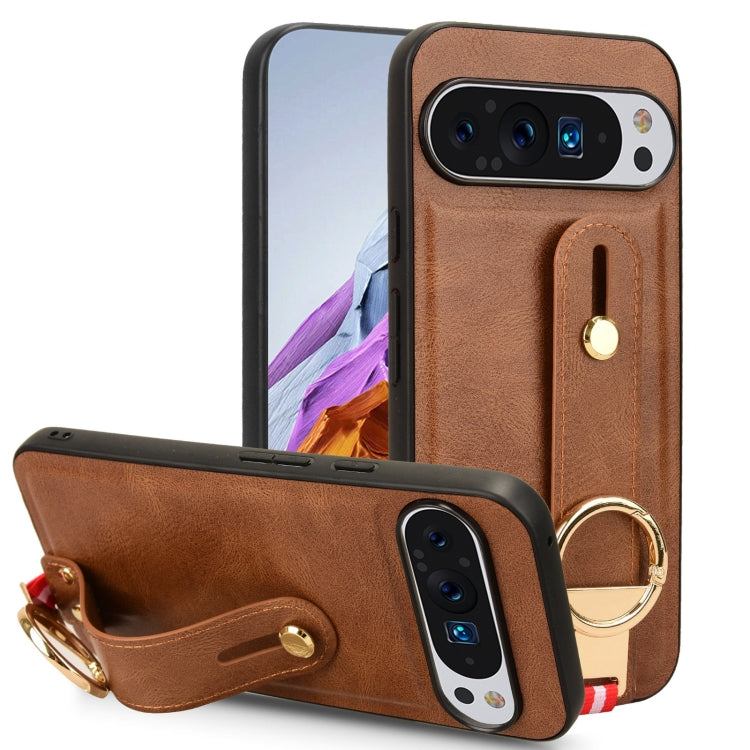 Custodia per telefono posteriore in pelle con cinturino, For Google Pixel 9 Pro, For Google Pixel 9, For Google Pixel 8a, For Google Pixel 8 Pro
