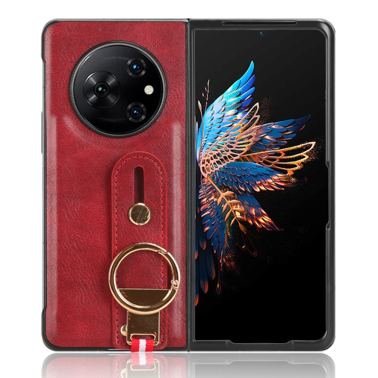 Custodia per telefono posteriore in pelle con cinturino, For Tecno Phantom V Flip2, For Tecno Phantom V Fold2, For Tecno Phantom V Fold