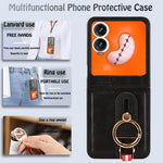 Custodia per telefono posteriore in pelle con cinturino, For Tecno Phantom V Flip2, For Tecno Phantom V Fold2, For Tecno Phantom V Fold