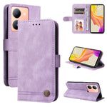 Custodia per telefono in pelle con bottone in metallo con albero della vita Skin Feel, For vivo Y78 5G Foreign