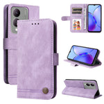 Custodia per telefono in pelle con bottone in metallo con albero della vita Skin Feel, For vivo Y03 4G, For vivo Y200 / V29e Global, For vivo Y17s, For vivo Y36 4G / 5G Foreign