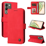 Custodia per telefono in pelle con bottone in metallo con albero della vita Skin Feel, For vivo Y03 4G, For vivo Y200 / V29e Global, For vivo Y17s, For vivo Y36 4G / 5G Foreign