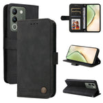 Custodia per telefono in pelle con bottone in metallo con albero della vita Skin Feel, For vivo Y03 4G, For vivo Y200 / V29e Global, For vivo Y17s, For vivo Y36 4G / 5G Foreign