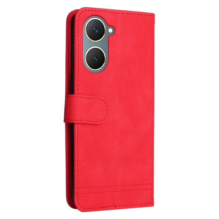 Custodia per telefono in pelle con bottone in metallo con albero della vita Skin Feel, For vivo Y03 4G, For vivo Y200 / V29e Global, For vivo Y17s, For vivo Y36 4G / 5G Foreign