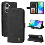 Custodia per telefono in pelle con bottone in metallo con albero della vita Skin Feel, For vivo Y03 4G, For vivo Y200 / V29e Global, For vivo Y17s, For vivo Y36 4G / 5G Foreign