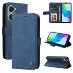 Custodia per telefono in pelle con bottone in metallo con albero della vita Skin Feel, For vivo Y03 4G, For vivo Y200 / V29e Global, For vivo Y17s, For vivo Y36 4G / 5G Foreign