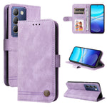 Custodia per telefono in pelle con bottone in metallo con albero della vita Skin Feel, For vivo Y300 Pro, For vivo Y28 4G Global, For vivo Y38 5G / T3x 5G Global, For vivo Y100 5G IDN / Y200e 5G Global