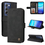 Custodia per telefono in pelle con bottone in metallo con albero della vita Skin Feel, For vivo Y300 Pro, For vivo Y28 4G Global, For vivo Y38 5G / T3x 5G Global, For vivo Y100 5G IDN / Y200e 5G Global