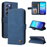 Custodia per telefono in pelle con bottone in metallo con albero della vita Skin Feel, For vivo Y300 Pro, For vivo Y28 4G Global, For vivo Y38 5G / T3x 5G Global, For vivo Y100 5G IDN / Y200e 5G Global