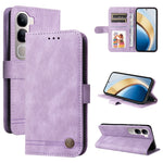 Custodia per telefono in pelle con bottone in metallo con albero della vita Skin Feel, For vivo X200, For vivo X200 Pro mini, For vivo X200 Pro, For vivo V40 Lite 4G / 5G IDN