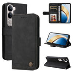 Custodia per telefono in pelle con bottone in metallo con albero della vita Skin Feel, For vivo X200, For vivo X200 Pro mini, For vivo X200 Pro, For vivo V40 Lite 4G / 5G IDN