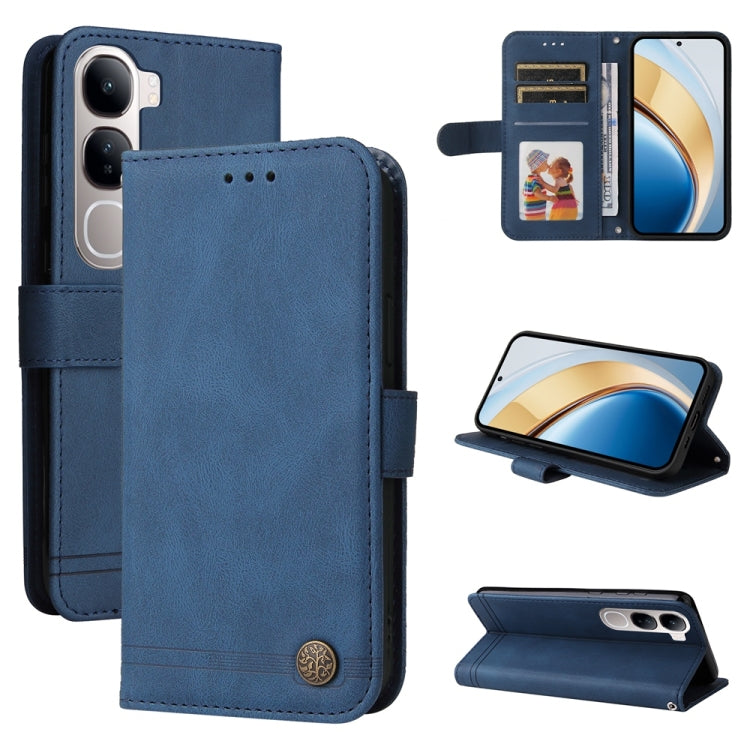 Custodia per telefono in pelle con bottone in metallo con albero della vita Skin Feel, For vivo X200, For vivo X200 Pro mini, For vivo X200 Pro, For vivo V40 Lite 4G / 5G IDN