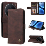 Custodia per telefono in pelle con bottone in metallo con albero della vita Skin Feel, For vivo X200, For vivo X200 Pro mini, For vivo X200 Pro, For vivo V40 Lite 4G / 5G IDN