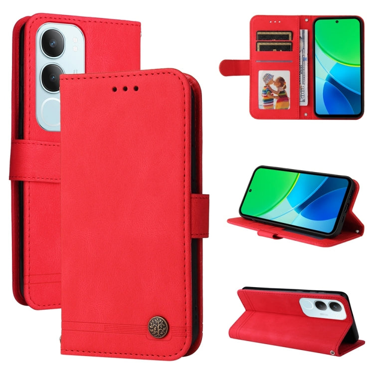 Custodia per telefono in pelle con bottone in metallo con albero della vita Skin Feel, For vivo V50, For vivo S20, For vivo S20 Pro, For vivo Y19s