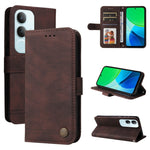 Custodia per telefono in pelle con bottone in metallo con albero della vita Skin Feel, For vivo V50, For vivo S20, For vivo S20 Pro, For vivo Y19s