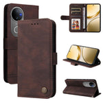 Custodia per telefono in pelle con bottone in metallo con albero della vita Skin Feel, For vivo V50, For vivo S20, For vivo S20 Pro, For vivo Y19s