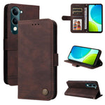 Custodia per telefono in pelle con bottone in metallo con albero della vita Skin Feel, For vivo V50 Lite 4G / 5G, For vivo Y39 5G / Y300i, For vivo Y29s 5G / Y04 4G, For vivo Y29 4G