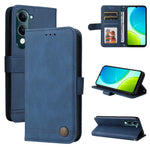 Custodia per telefono in pelle con bottone in metallo con albero della vita Skin Feel, For vivo V50 Lite 4G / 5G, For vivo Y39 5G / Y300i, For vivo Y29s 5G / Y04 4G, For vivo Y29 4G