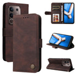 Custodia per telefono in pelle con bottone in metallo con albero della vita Skin Feel, For vivo V50 Lite 4G / 5G, For vivo Y39 5G / Y300i, For vivo Y29s 5G / Y04 4G, For vivo Y29 4G