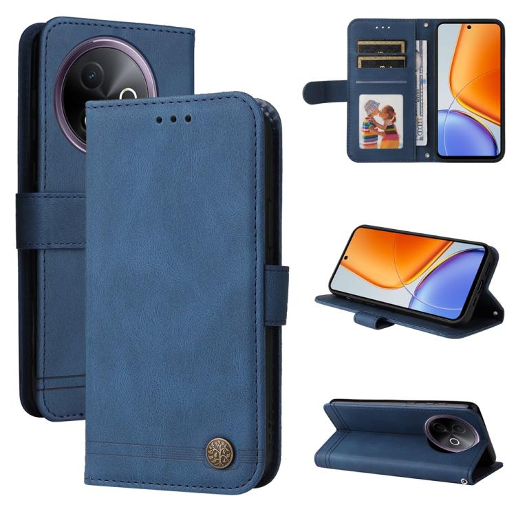 Custodia per telefono in pelle con bottone in metallo con albero della vita Skin Feel, For vivo V50 Lite 4G / 5G, For vivo Y39 5G / Y300i, For vivo Y29s 5G / Y04 4G, For vivo Y29 4G