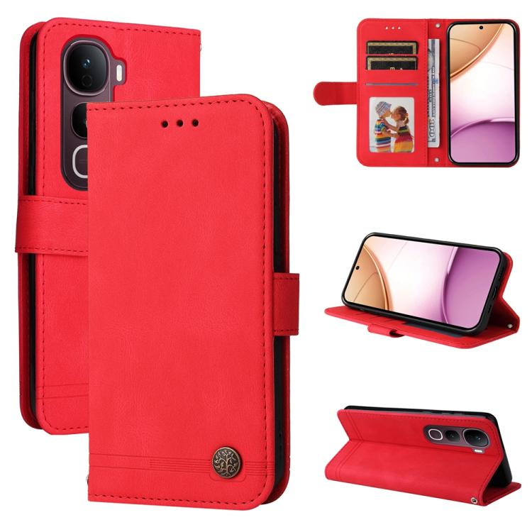 Custodia per telefono in pelle con bottone in metallo con albero della vita Skin Feel, For vivo Y31 5G 2025, For vivo Y400 5G, For vivo V60 5G Global, For vivo Y400 Pro 5G / V40e / iQOO Z9s