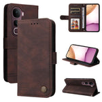 Custodia per telefono in pelle con bottone in metallo con albero della vita Skin Feel, For vivo Y31 5G 2025, For vivo Y400 5G, For vivo V60 5G Global, For vivo Y400 Pro 5G / V40e / iQOO Z9s