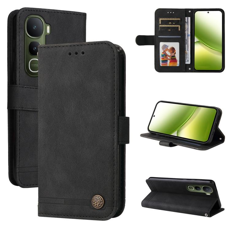 Custodia per telefono in pelle con bottone in metallo con albero della vita Skin Feel, For vivo Y31 5G 2025, For vivo Y400 5G, For vivo V60 5G Global, For vivo Y400 Pro 5G / V40e / iQOO Z9s