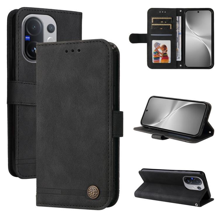 Custodia per telefono in pelle con bottone in metallo con albero della vita Skin Feel, For vivo Y31 5G 2025, For vivo Y400 5G, For vivo V60 5G Global, For vivo Y400 Pro 5G / V40e / iQOO Z9s