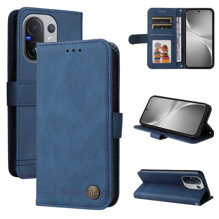 Custodia per telefono in pelle con bottone in metallo con albero della vita Skin Feel, For vivo Y31 5G 2025, For vivo Y400 5G, For vivo V60 5G Global, For vivo Y400 Pro 5G / V40e / iQOO Z9s