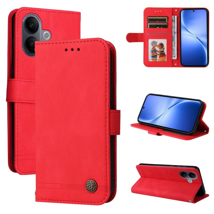 Custodia per telefono in pelle con bottone in metallo con albero della vita Skin Feel, For vivo Y500 Pro 5G, For vivo X300 Pro, For vivo X300, For vivo V60 Lite 4G / 5G