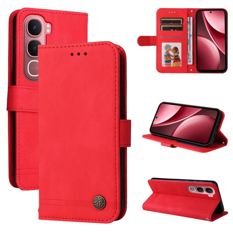 Custodia per telefono in pelle con bottone in metallo con albero della vita Skin Feel, For vivo Y31 5G 2025, For vivo Y400 5G, For vivo V60 5G Global, For vivo Y400 Pro 5G / V40e / iQOO Z9s