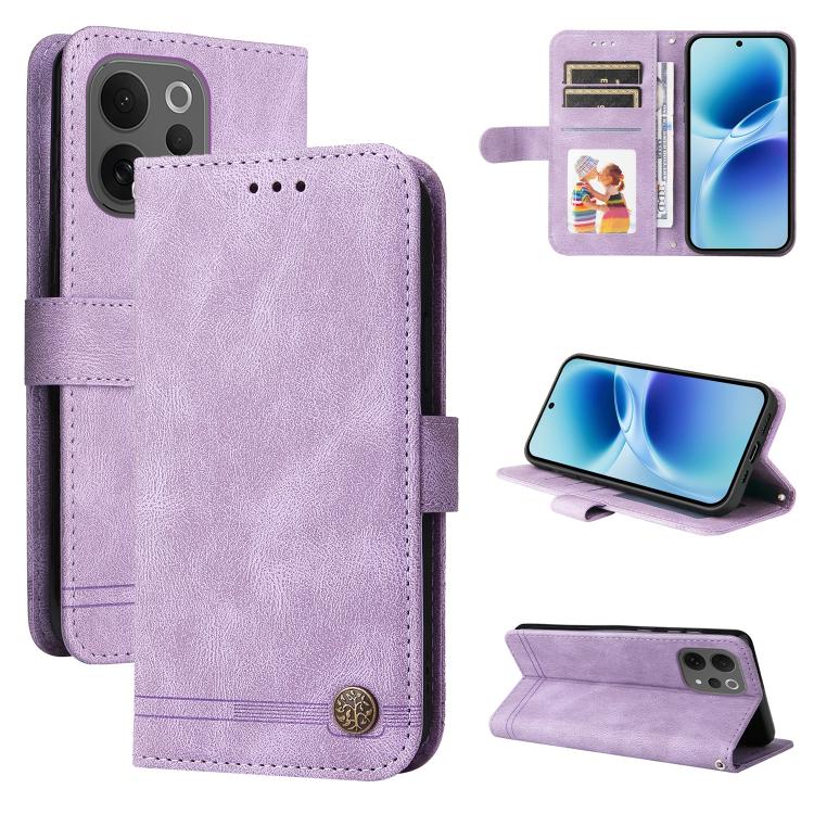 Custodia per telefono in pelle con bottone in metallo con albero della vita Skin Feel, For vivo Y600 Pro 5G, For vivo Y21 5G 2026 / vivo Y05 4G, For vivo V70 FE 5G, For vivo S50 5G / V70 5G