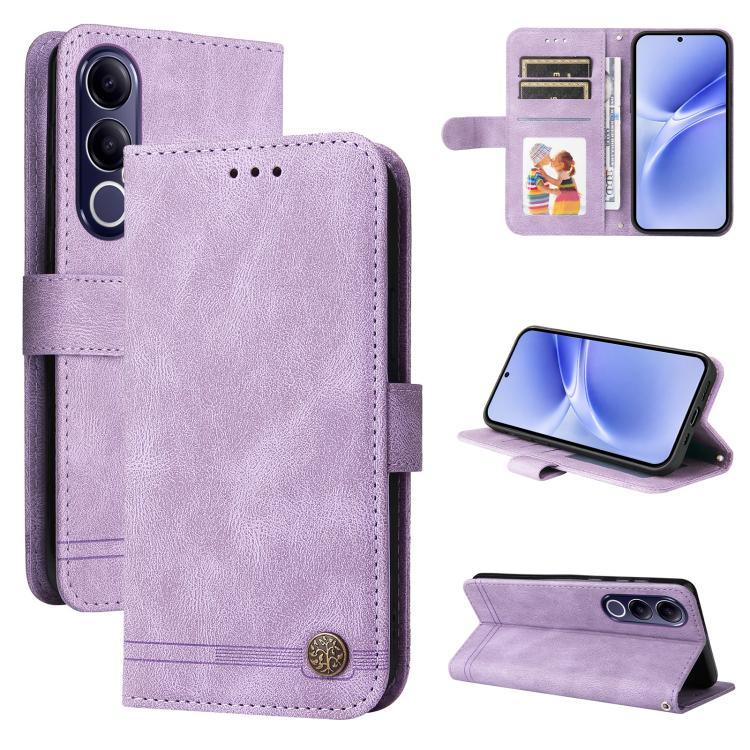 Custodia per telefono in pelle con bottone in metallo con albero della vita Skin Feel, For vivo Y600 Pro 5G, For vivo Y21 5G 2026 / vivo Y05 4G, For vivo V70 FE 5G, For vivo S50 5G / V70 5G
