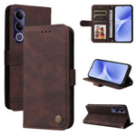 Custodia per telefono in pelle con bottone in metallo con albero della vita Skin Feel, For vivo Y600 Pro 5G, For vivo Y21 5G 2026 / vivo Y05 4G, For vivo V70 FE 5G, For vivo S50 5G / V70 5G
