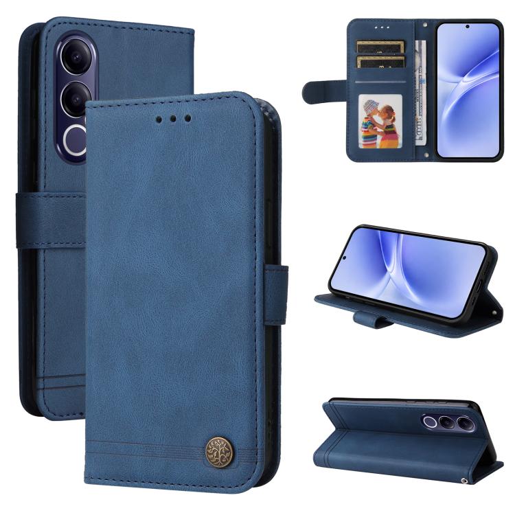 Custodia per telefono in pelle con bottone in metallo con albero della vita Skin Feel, For vivo Y600 Pro 5G, For vivo Y21 5G 2026 / vivo Y05 4G, For vivo V70 FE 5G, For vivo S50 5G / V70 5G