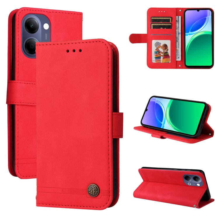 Custodia per telefono in pelle con bottone in metallo con albero della vita Skin Feel, For vivo Y600 Pro 5G, For vivo Y21 5G 2026 / vivo Y05 4G, For vivo V70 FE 5G, For vivo S50 5G / V70 5G
