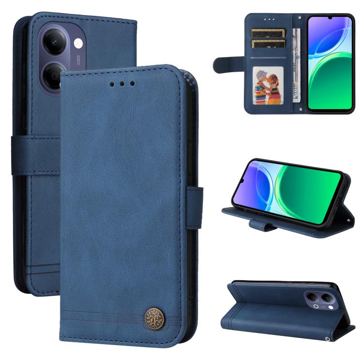 Custodia per telefono in pelle con bottone in metallo con albero della vita Skin Feel, For vivo Y600 Pro 5G, For vivo Y21 5G 2026 / vivo Y05 4G, For vivo V70 FE 5G, For vivo S50 5G / V70 5G