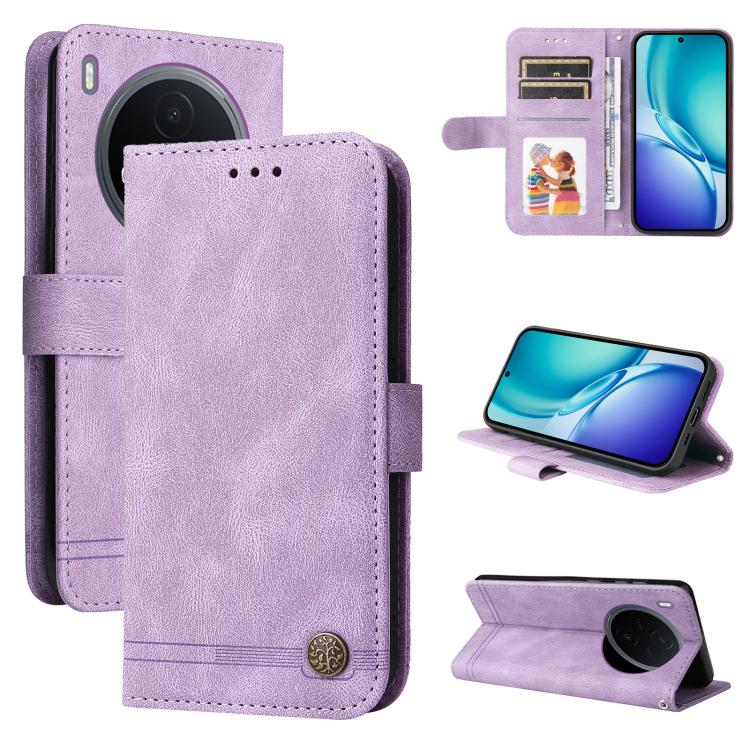Custodia per telefono in pelle con bottone in metallo con albero della vita Skin Feel, For vivo Y600 Pro 5G, For vivo Y21 5G 2026 / vivo Y05 4G, For vivo V70 FE 5G, For vivo S50 5G / V70 5G