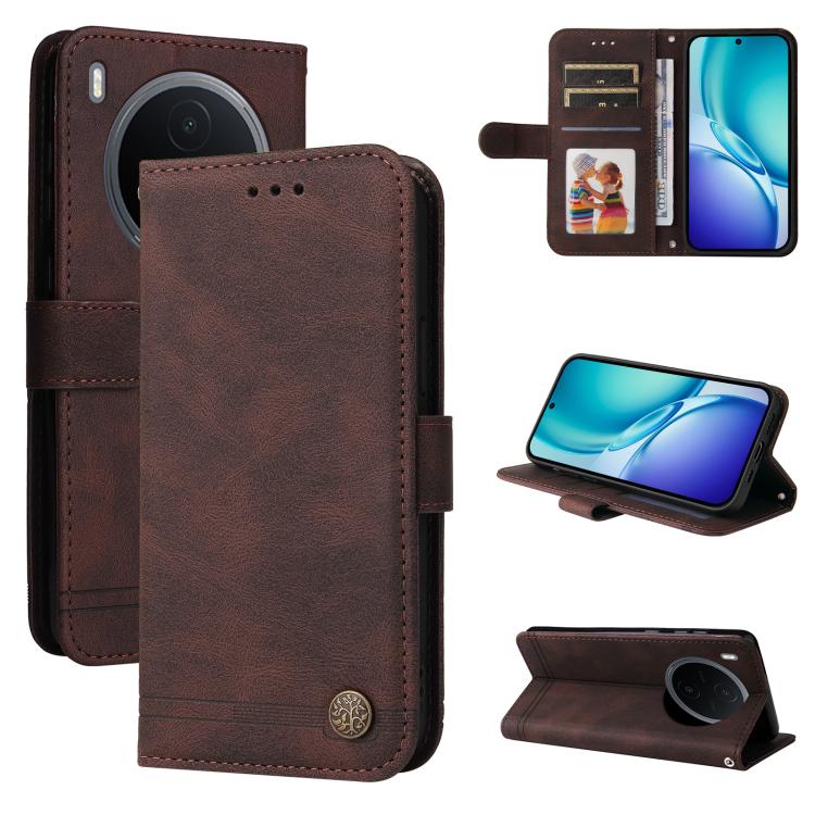 Custodia per telefono in pelle con bottone in metallo con albero della vita Skin Feel, For vivo Y600 Pro 5G, For vivo Y21 5G 2026 / vivo Y05 4G, For vivo V70 FE 5G, For vivo S50 5G / V70 5G