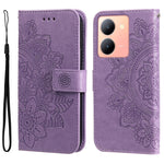 Custodia per telefono in pelle goffrata con fiori a 7 petali, For vivo Y78 5G Foreign