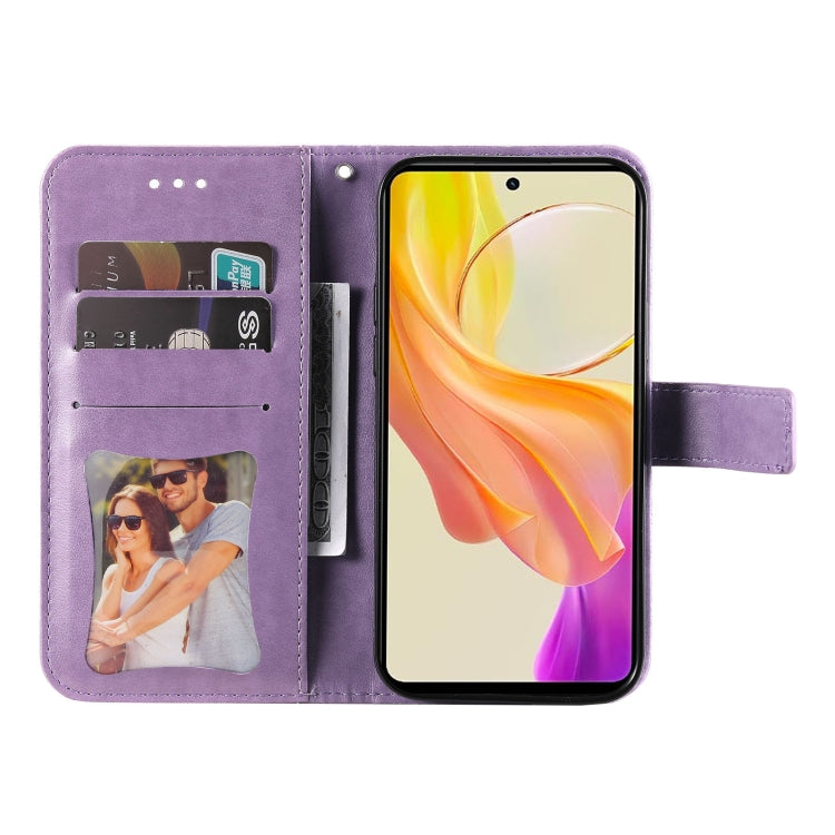 Custodia per telefono in pelle goffrata con fiori a 7 petali, For vivo Y78 5G Foreign