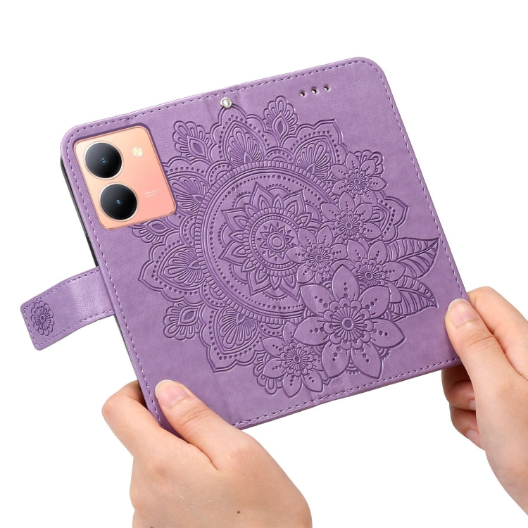 Custodia per telefono in pelle goffrata con fiori a 7 petali, For vivo Y78 5G Foreign