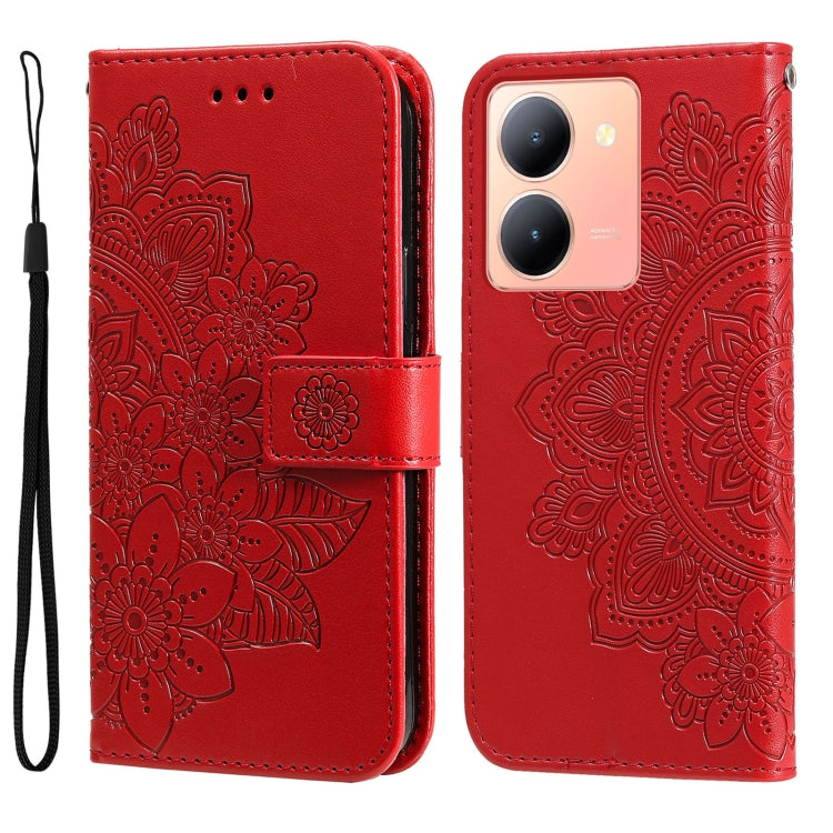 Custodia per telefono in pelle goffrata con fiori a 7 petali, For vivo Y78 5G Foreign