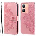 Custodia per telefono in pelle goffrata con fiori a 7 petali, For vivo Y78 5G Foreign