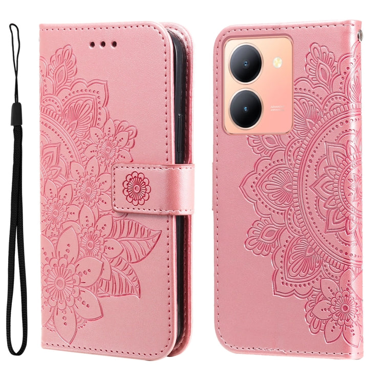 Custodia per telefono in pelle goffrata con fiori a 7 petali, For vivo Y78 5G Foreign