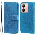 Custodia per telefono in pelle goffrata con fiori a 7 petali, For vivo Y03 4G, For vivo Y200 / V29e Global, For vivo Y17s, For vivo Y36 4G / 5G Foreign