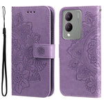 Custodia per telefono in pelle goffrata con fiori a 7 petali, For vivo Y03 4G, For vivo Y200 / V29e Global, For vivo Y17s, For vivo Y36 4G / 5G Foreign